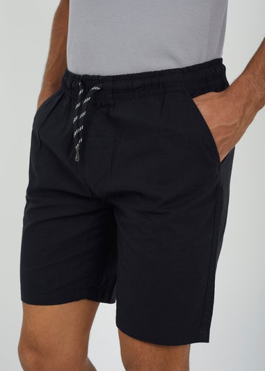 Brave Soul Black Cotton Elasticated Waist Shorts