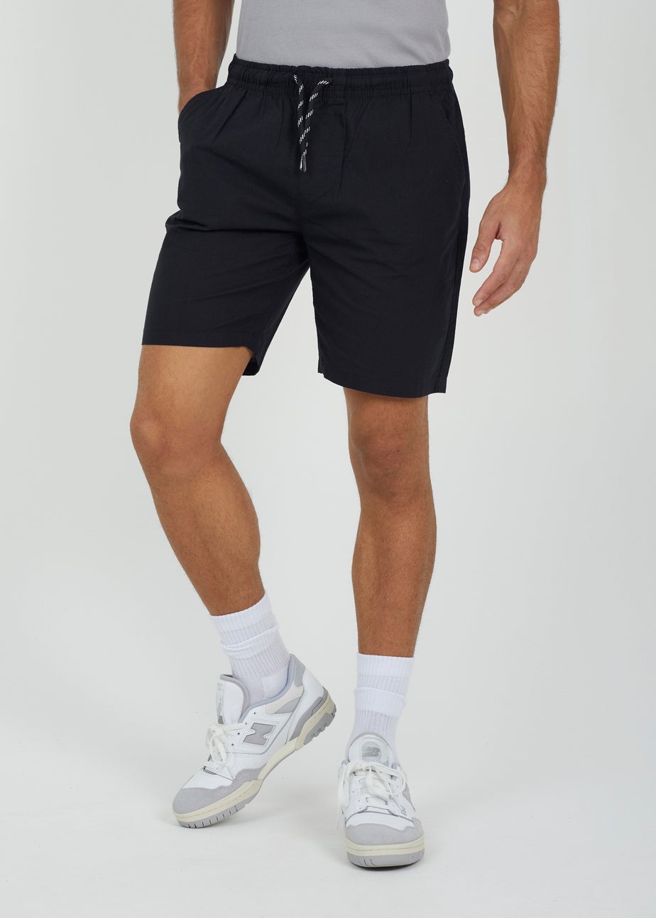 Brave Soul Black Cotton Elasticated Waist Shorts