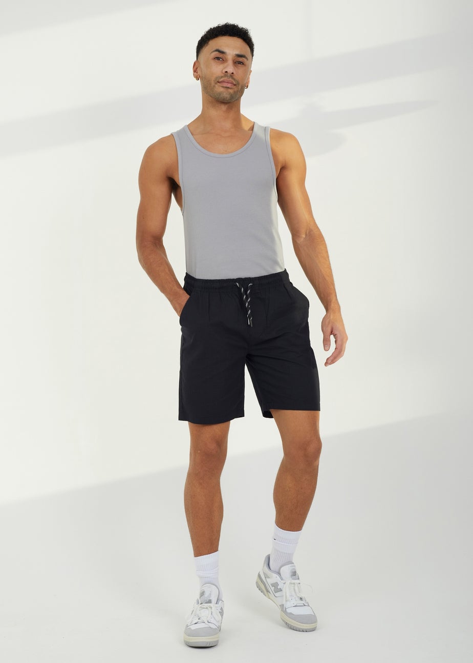 Brave Soul Black Cotton Elasticated Waist Shorts