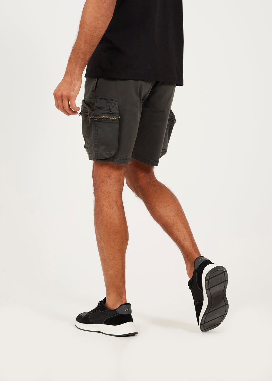 Brave Soul Charcoal Cotton Twill Cargo Shorts