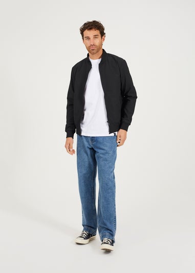 Brave Soul Black Seersucker Bomber Jacket