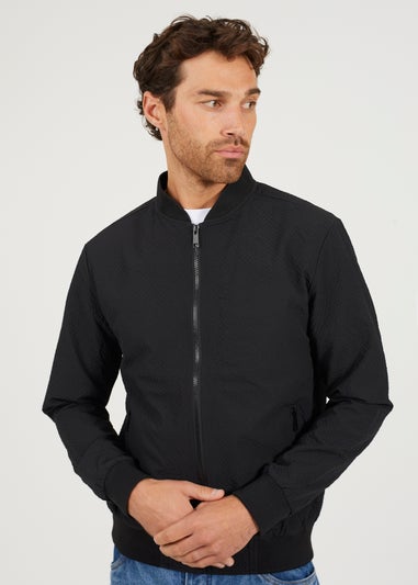 Brave Soul Black Seersucker Bomber Jacket