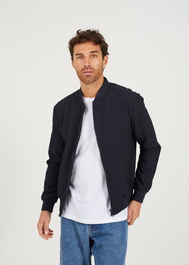Brave Soul Navy Seersucker Bomber Jacket