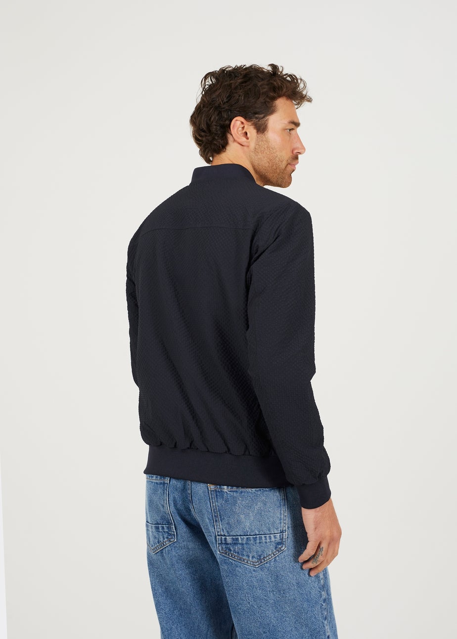 Brave Soul Navy Seersucker Bomber Jacket