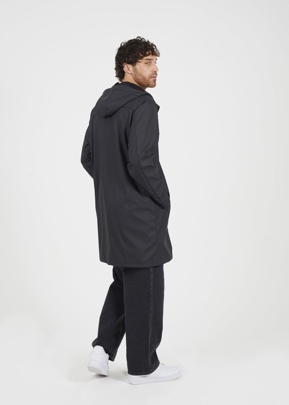 Brave Soul Black Rubberised Hooded Parka Style Jacket