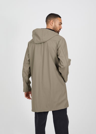 Brave Soul Taupe Rubberised Hooded Parka Style Jacket