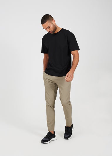 Brave Soul Taupe Slim Leg Seersucker Trousers