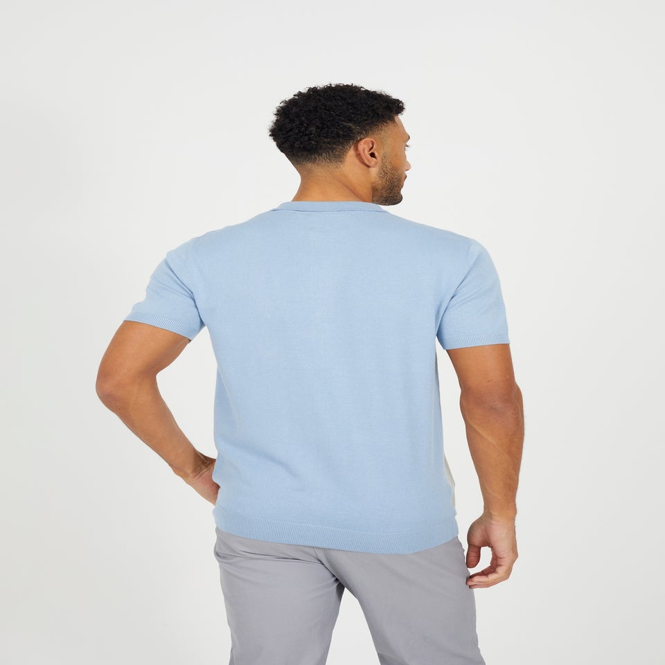 Brave Soul Blue Knitted Short Sleeve Shirt