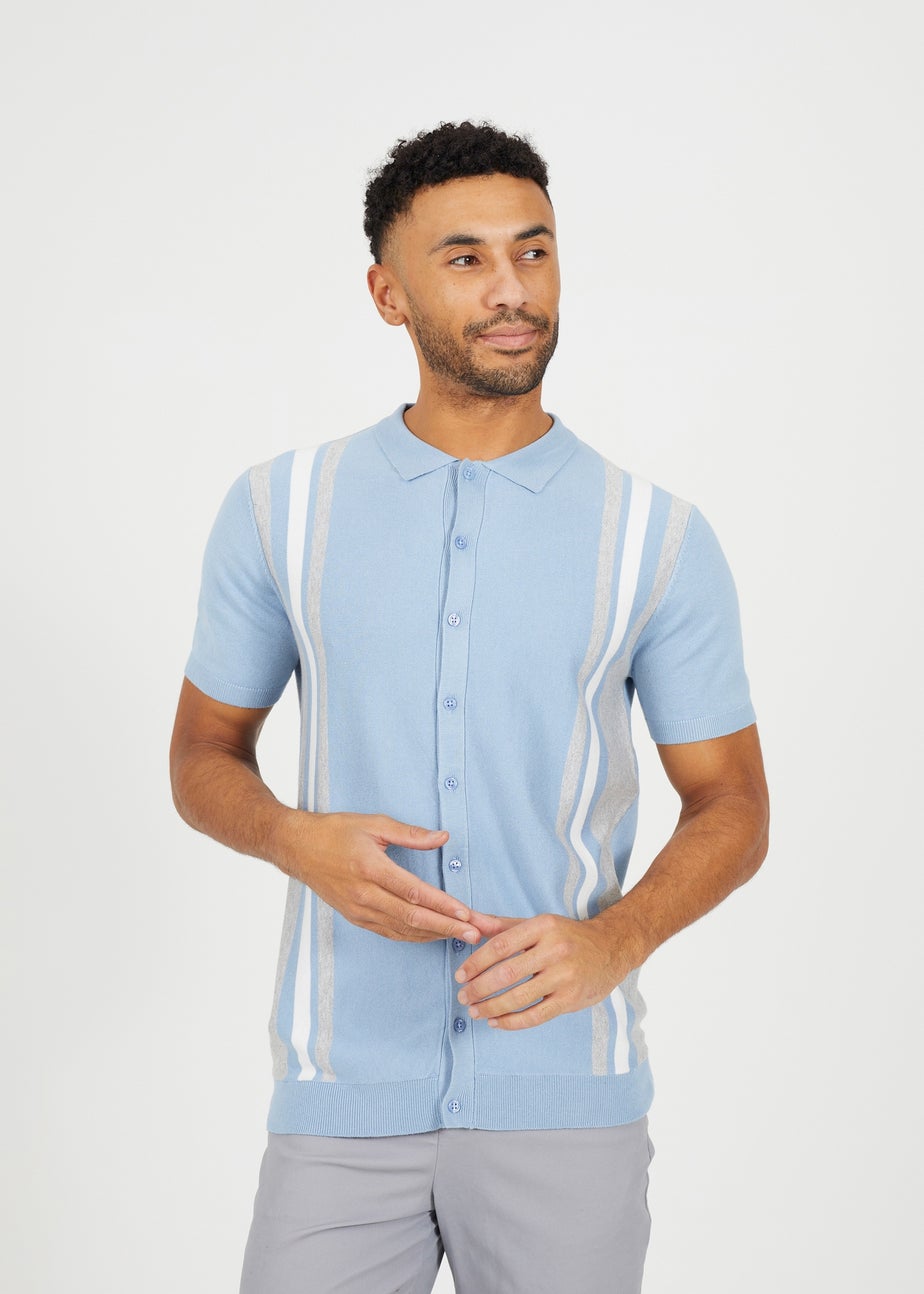 Brave Soul Blue Knitted Short Sleeve Shirt