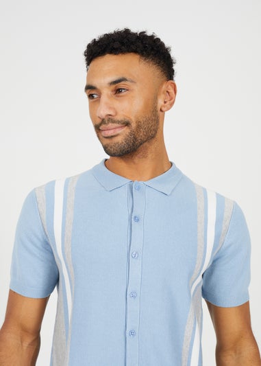Brave Soul Blue Knitted Short Sleeve Shirt