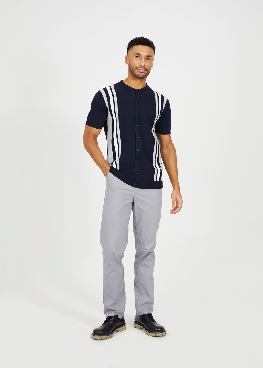 Brave Soul Navy Knitted Short Sleeve Shirt