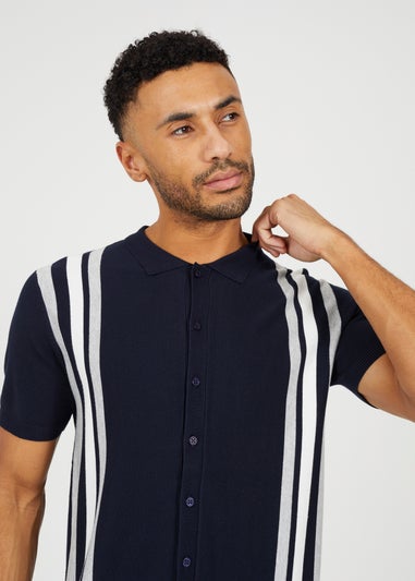 Brave Soul Navy Knitted Short Sleeve Shirt