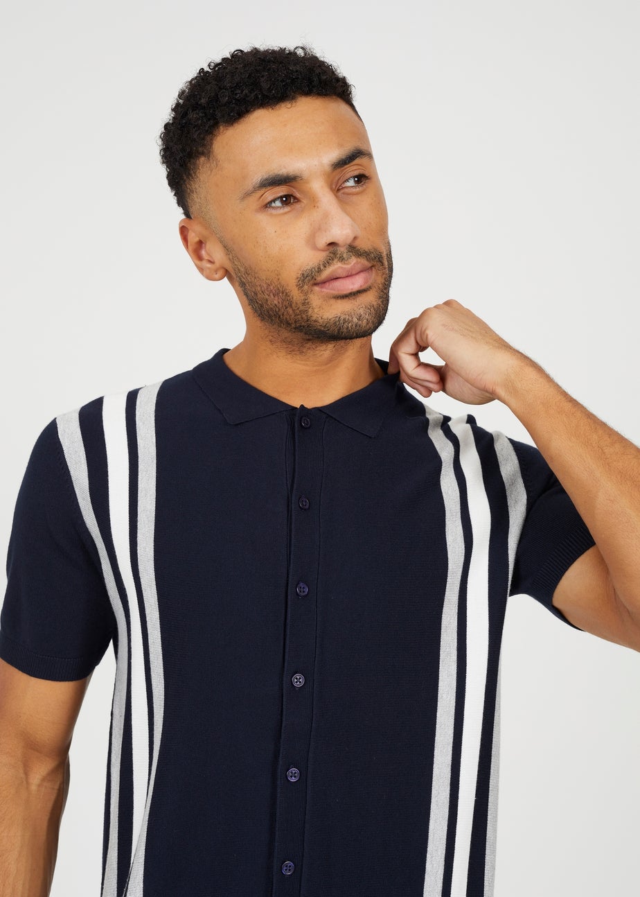 Brave Soul Navy Knitted Short Sleeve Shirt