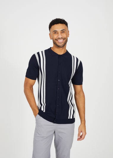Brave Soul Navy Knitted Short Sleeve Shirt