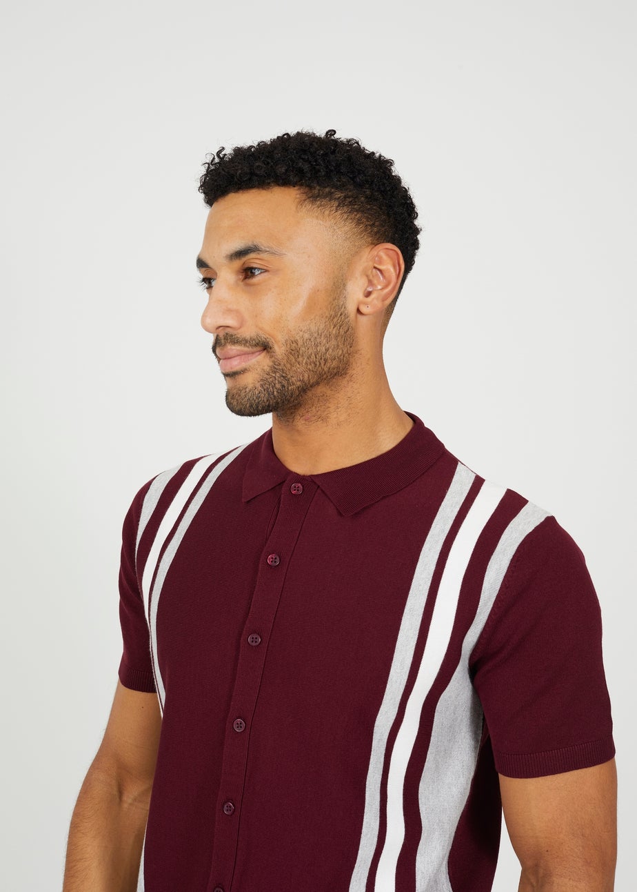 Brave Soul Burgundy Knitted Short Sleeve Shirt