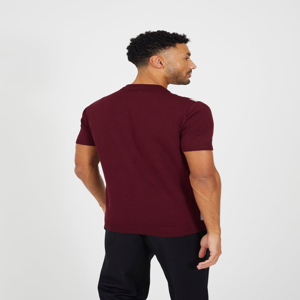 Brave Soul Burgundy Knitted Short Sleeve Shirt