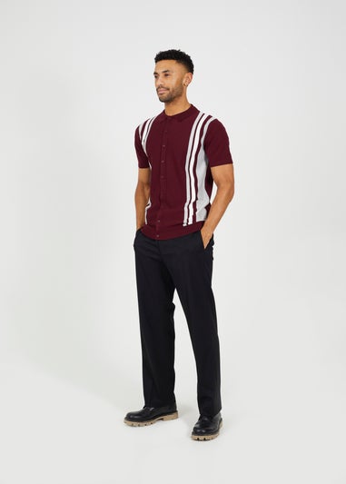 Brave Soul Burgundy Knitted Short Sleeve Shirt