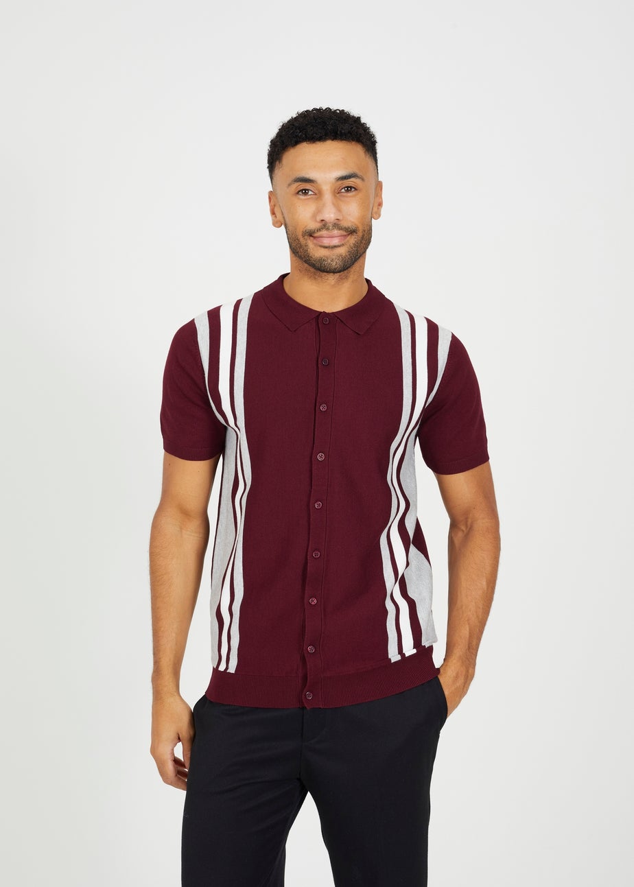 Brave Soul Burgundy Knitted Short Sleeve Shirt