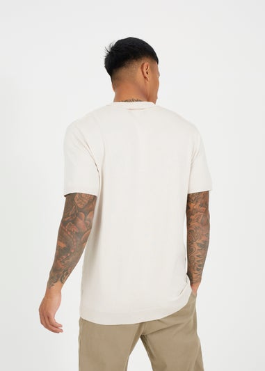 Brave Soul Sand Short Sleeve Knitted Polo Shirt