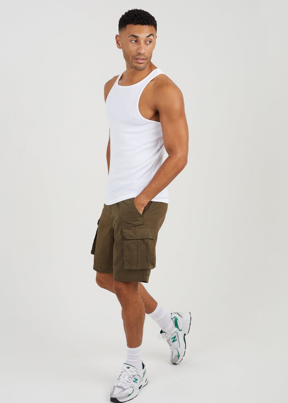 Brave Soul Khaki Cotton Cargo Shorts