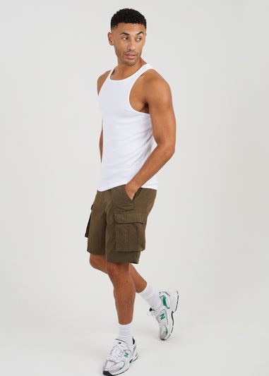 Brave Soul Khaki Cotton Cargo Shorts