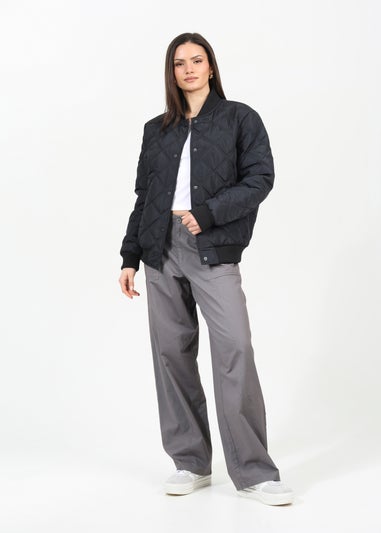 Brave Soul Black Quilted Bomber Jacket
