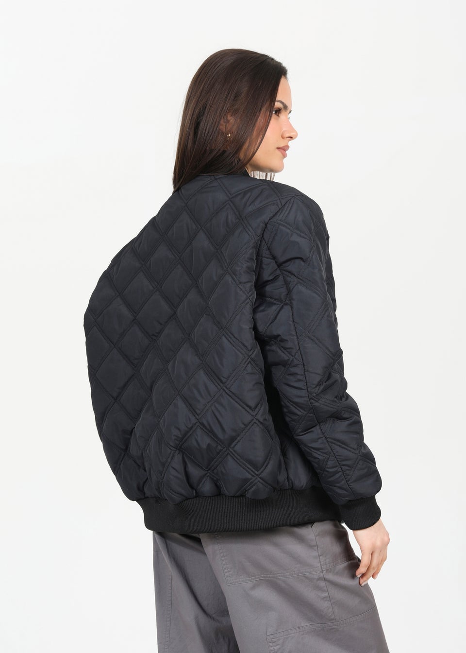 Brave Soul Black Quilted Bomber Jacket