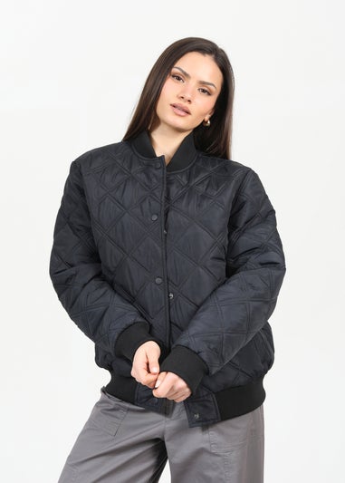 Brave Soul Black Quilted Bomber Jacket