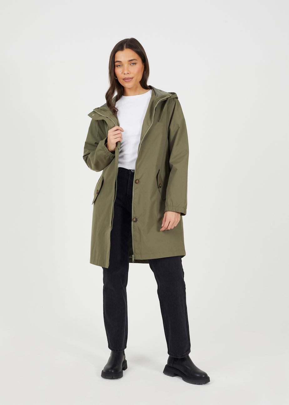 Brave Soul Khaki Lightweight Parka Style Hooded Jacket