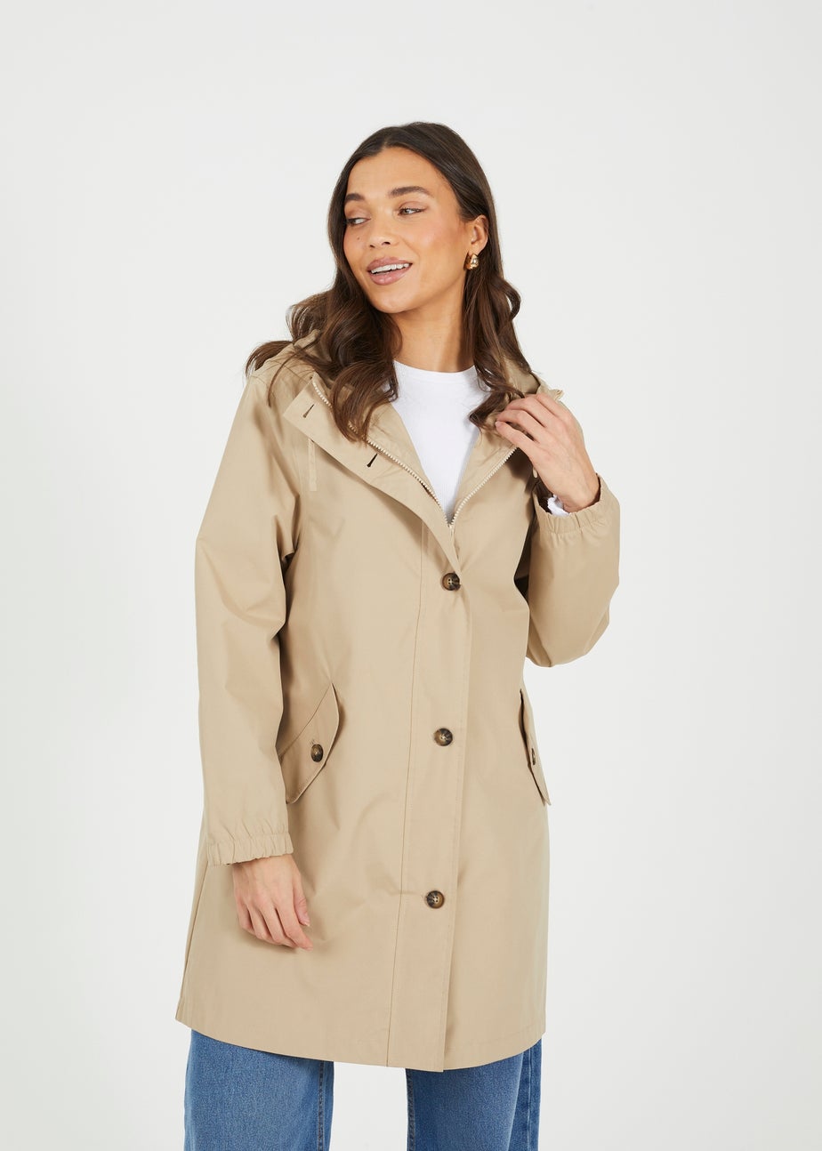 Brave Soul Stone Lightweight Parka Style Hooded Jacket