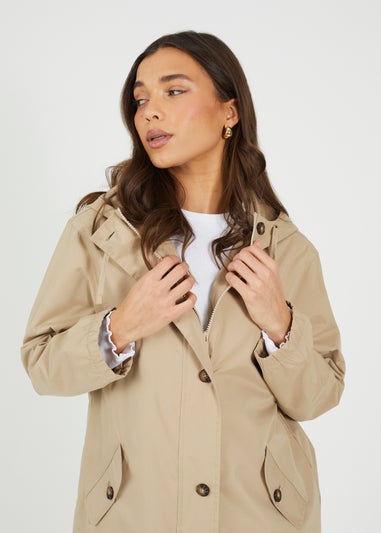 Brave Soul Stone Lightweight Parka Style Hooded Jacket