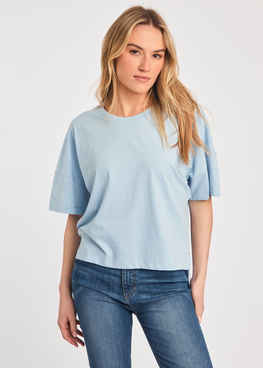 French Connection Blue Cotton Crew Neck Boxy Fit T-Shirts 2 Pack