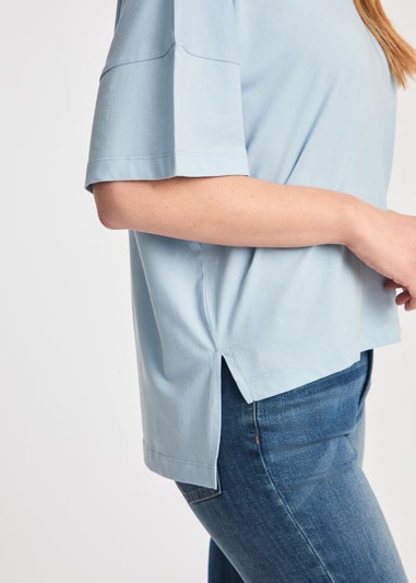 French Connection Blue Cotton Crew Neck Boxy Fit T-Shirts 2 Pack