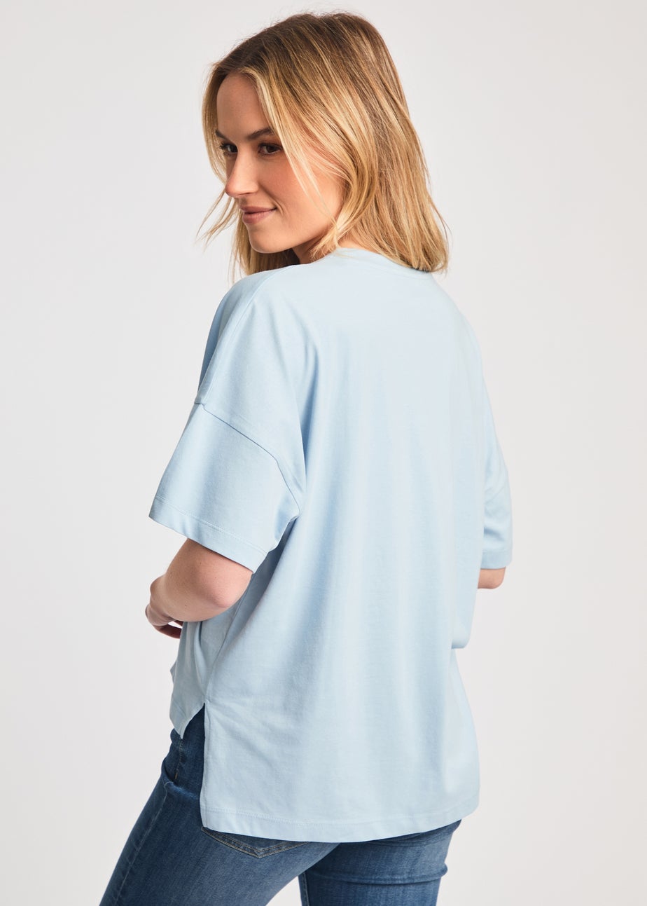 French Connection Blue Cotton Crew Neck Boxy Fit T-Shirts 2 Pack
