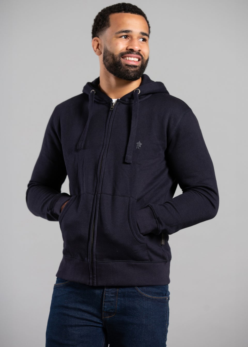 French Connection Navy Cotton Blend Zip Hoody
