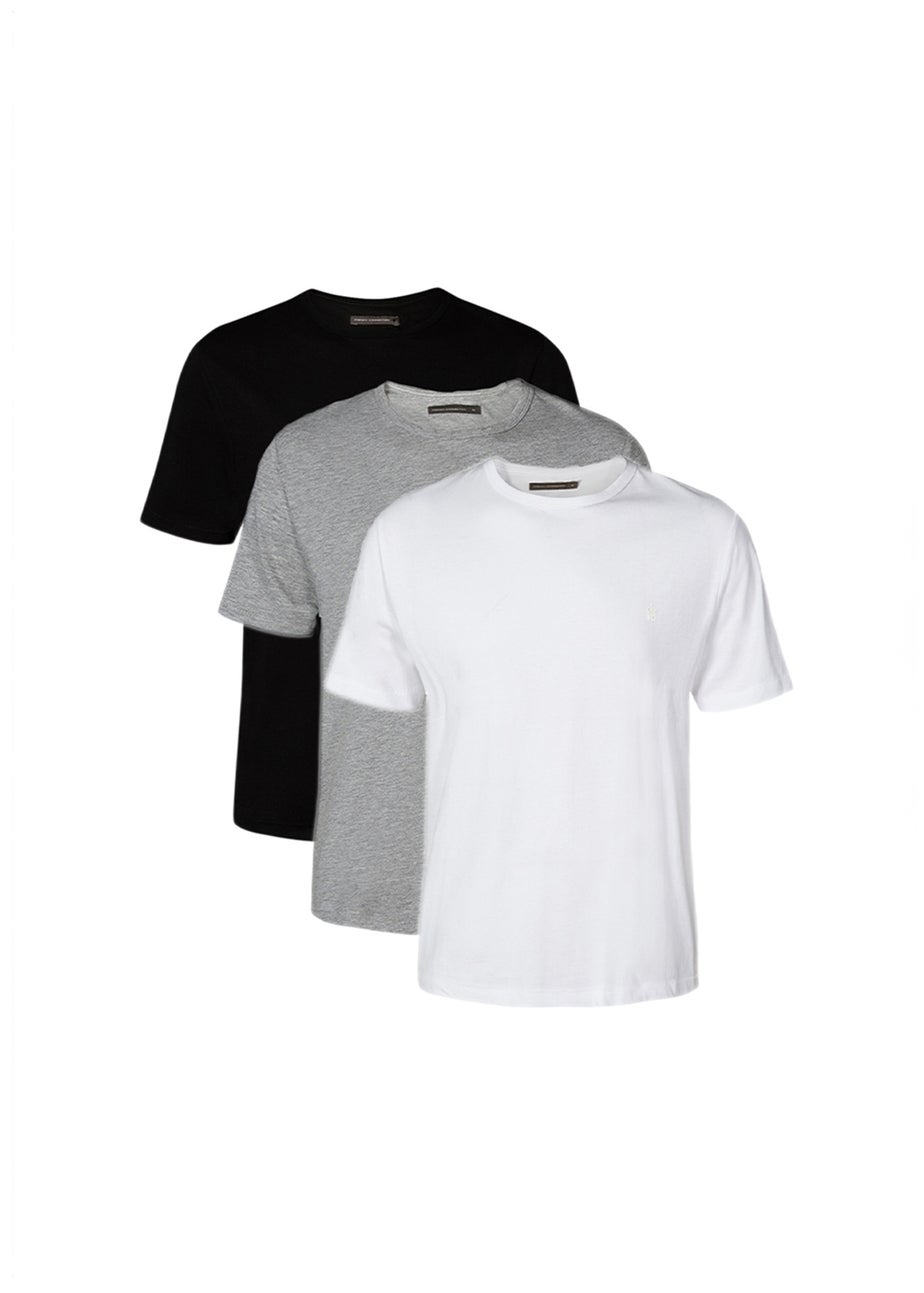 French Connection Black 3 Pack Cotton Crew Neck Short Sleeve T Shirts