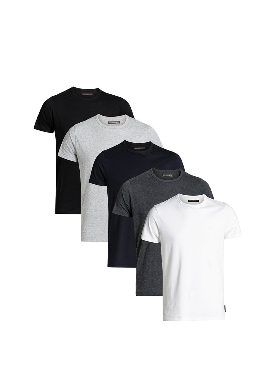 French Connection Grey 5 Pack Cotton Crew Neck Short Sleeve T Shirts