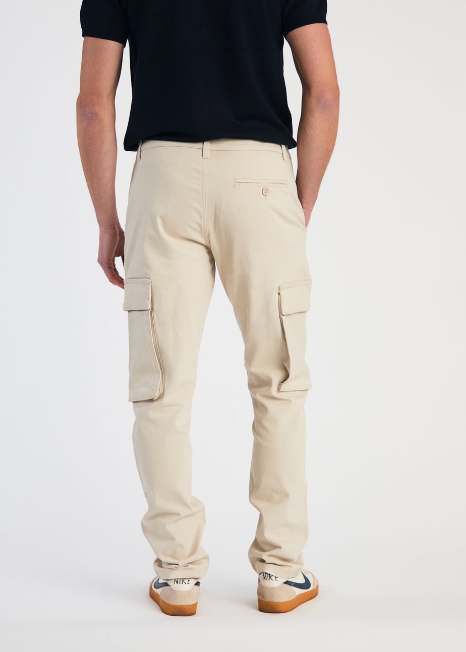 French Connection Stone Cotton Relaxed Fit Turn Up Cargo Trousers