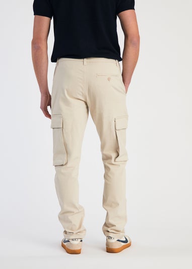 French Connection Stone Cotton Relaxed Fit Turn Up Cargo Trousers