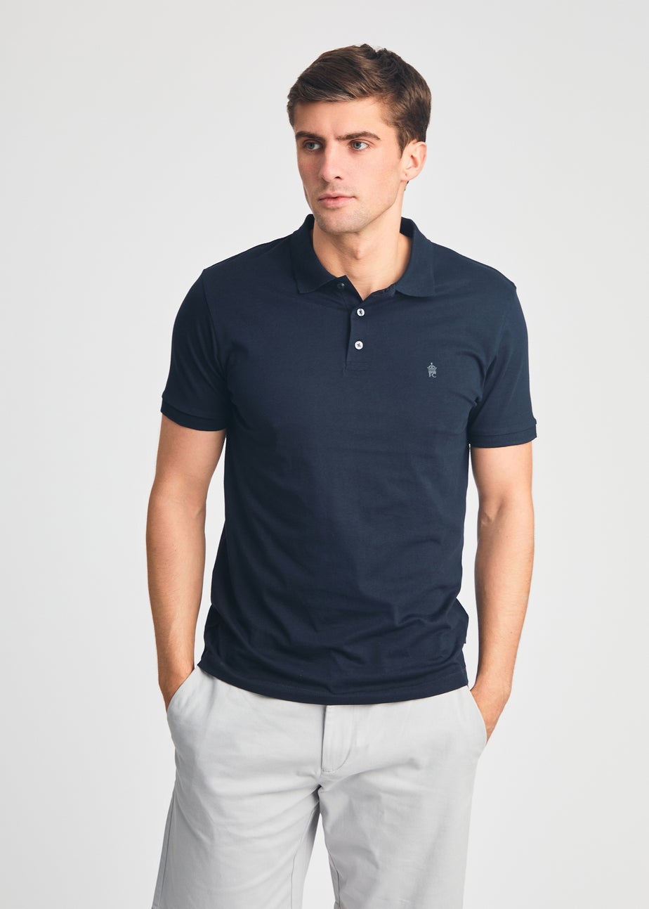 French Connection Blue 3 Pack Cotton Short Sleeve Polo Shirts