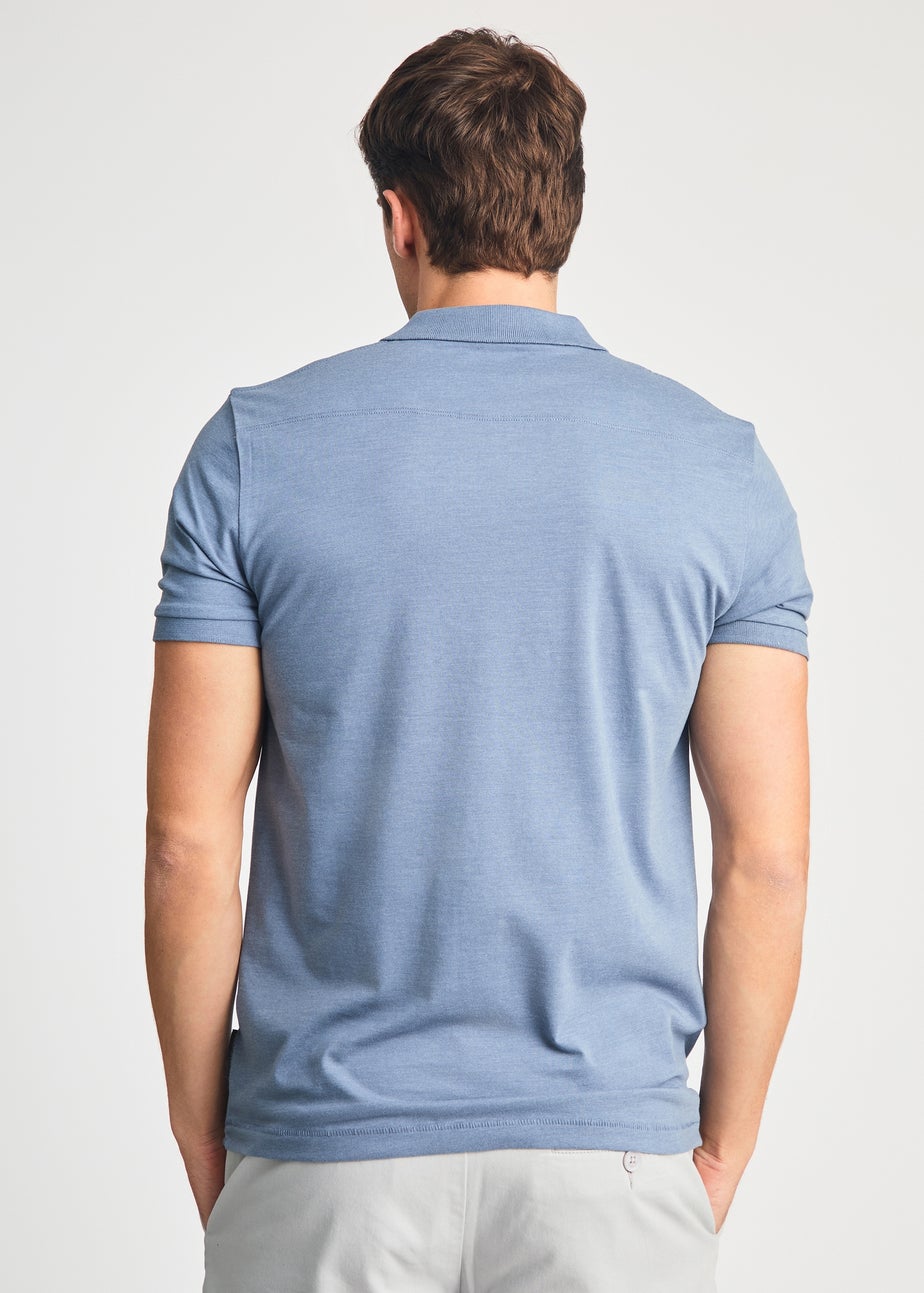 French Connection Blue 3 Pack Cotton Short Sleeve Polo Shirts