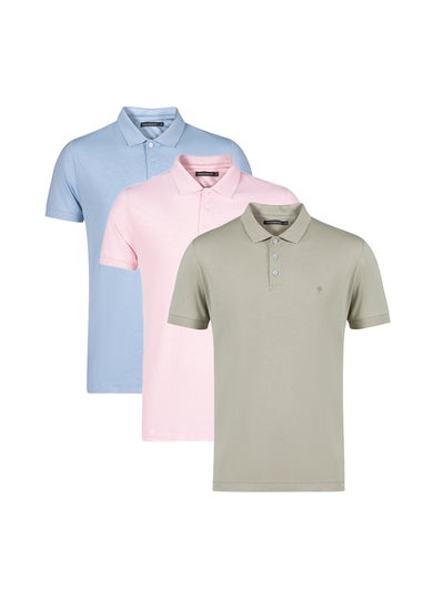French Connection Pink 3 Pack Cotton Short Sleeve Polo Shirts