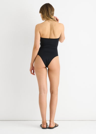 Gini London Black Front Tie Bandeau Swimsuit