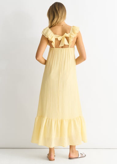 Gini London Yellow Ruffle Short Sleeve Viscose Maxi Dress
