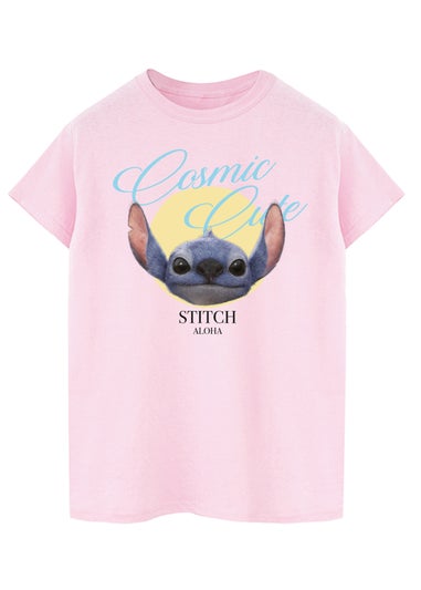 Disney Stitch Cosmic Cute Pink Boyfriend Fit T Shirt