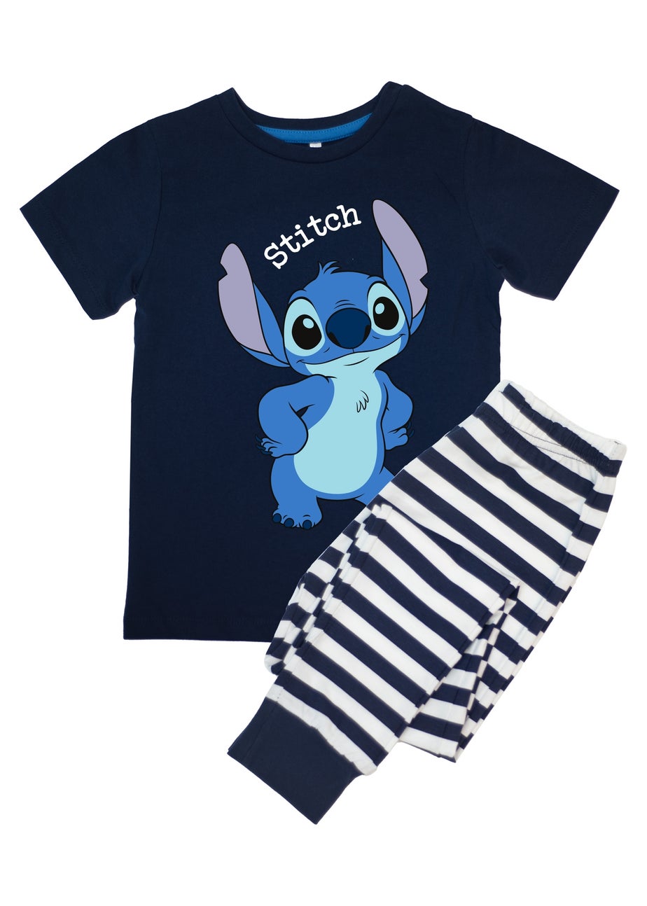 Disney Stitch Pose Kids Navy Stripes Pyjamas (3-8 Years)