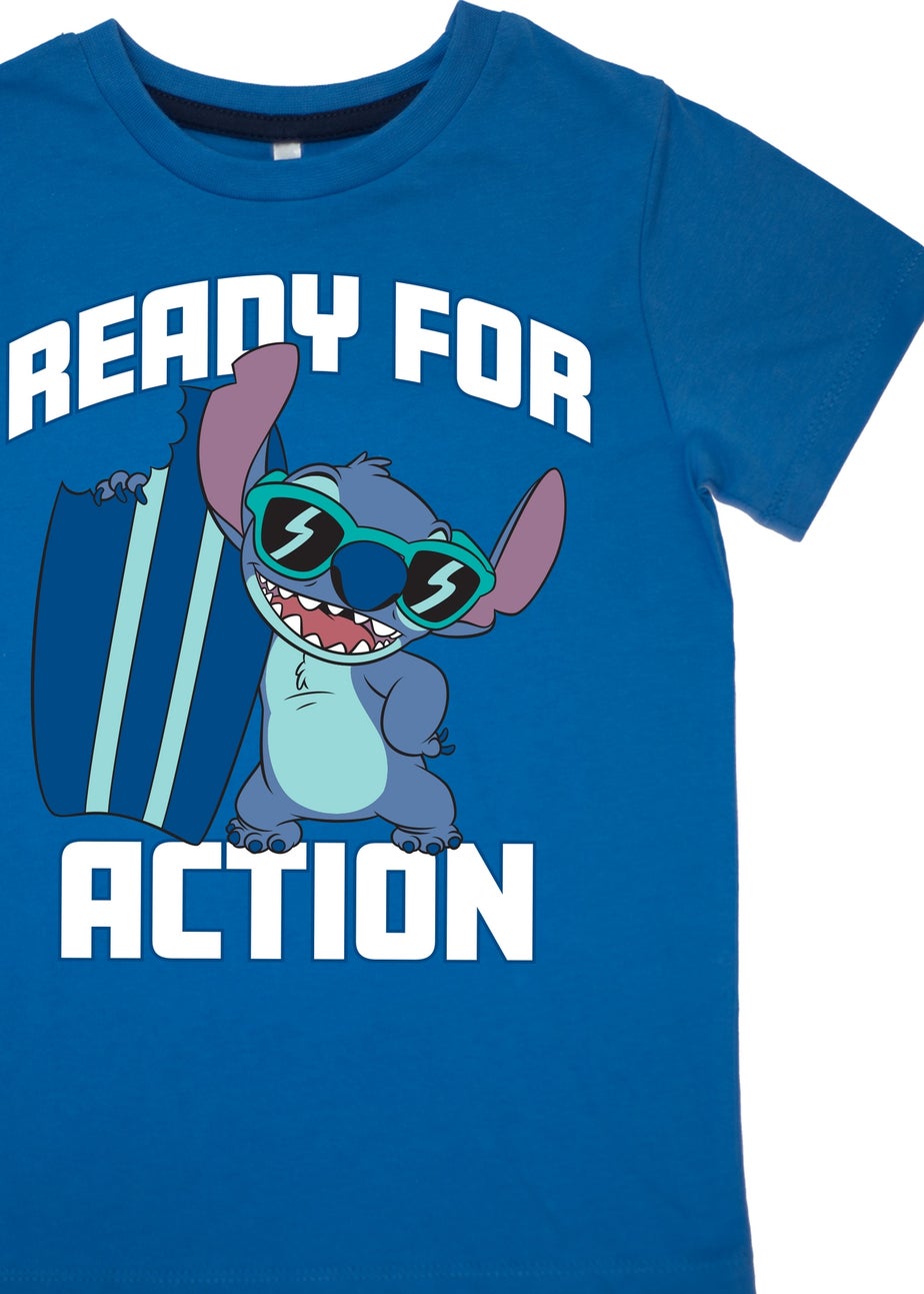 Disney Stitch Ready For Action Kids Blue Camo Pyjamas (3-8 Years)