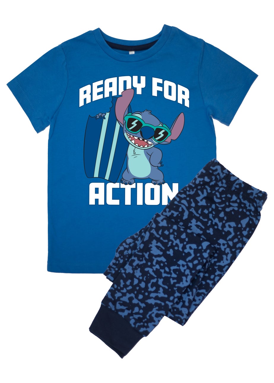 Disney Stitch Ready For Action Kids Blue Camo Pyjamas (3-8 Years)