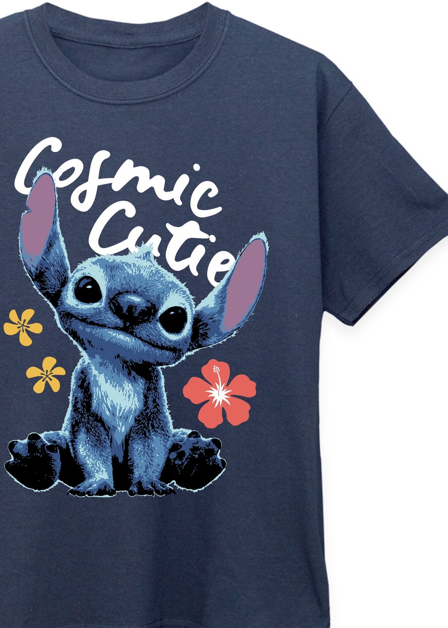 Disney Stitch Cosmic Cutie Kids Navy T Shirt (3-13 Years)