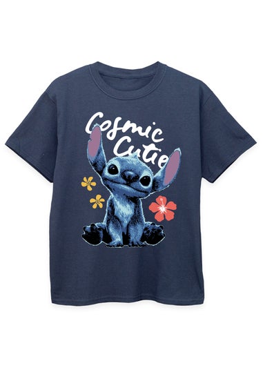 Disney Stitch Cosmic Cutie Kids Navy T Shirt (3-13 Years)